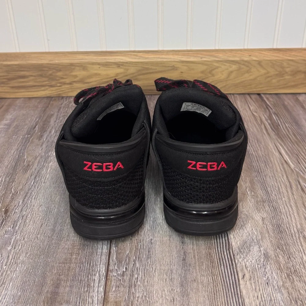 Zeba Womens Hands Free Slip On Lace Up Walking Shoe Mesh Balck Red Size 9